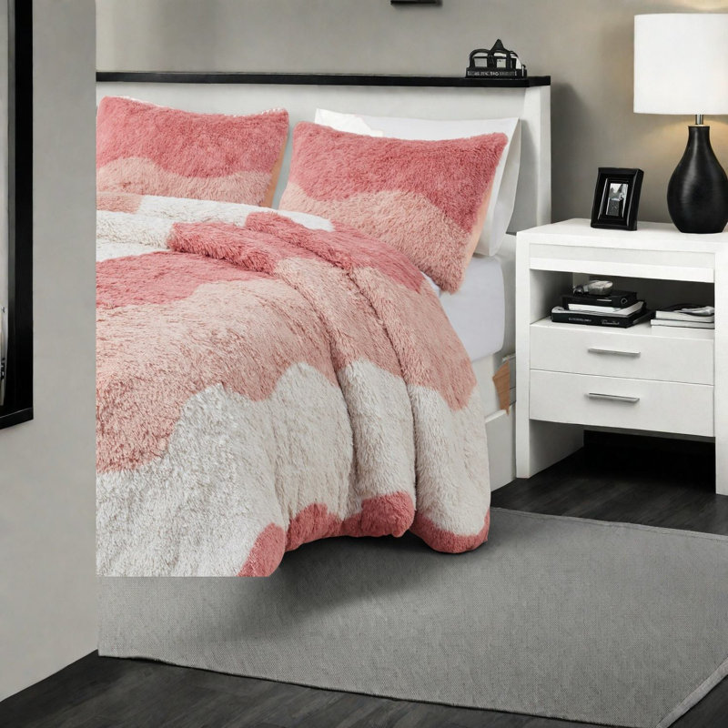 Ensembles de literie en fausse fourrure de qualité supérieure, édredon en polyester, style moderne ombré pour la maison