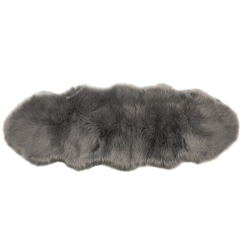 Tapis gris lavable en fausse fourrure double 2 pi x 6 pi