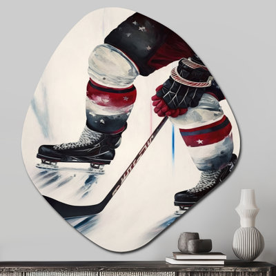 Joueur de hockey sur glace pendant le match III - Art de forme asymétrique en forme de nébuleuse