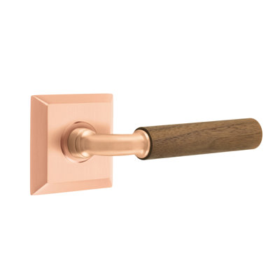 Ensemble de leviers de passage Emtek Select avec rosette Quincy et tige R-Bar, poignée en noyer foncé (CF)