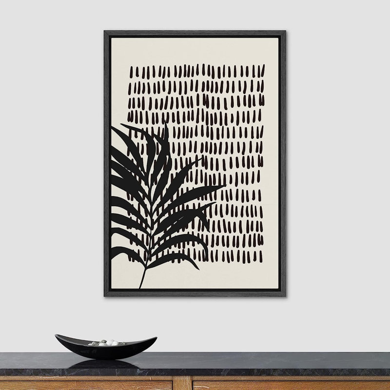 «Duotone Jungle Leaf Minimal Stripe Landscape», reproduction sur toile flottante, H 36 po x l 24 po x P 1,5 po, Cadre noir
