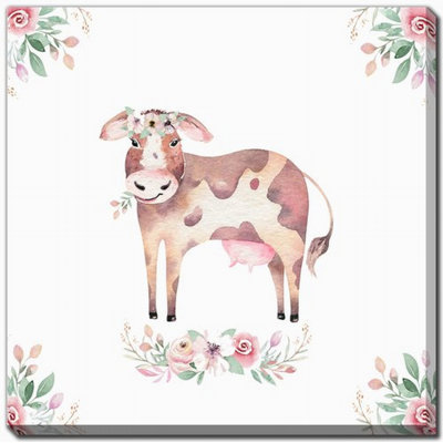 «Farm Buddies Cow», art mural sur toile