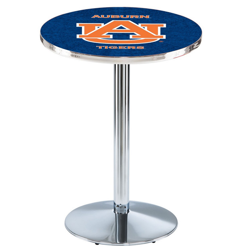 Round Metal Base Dining Table, Chrome, Auburn University