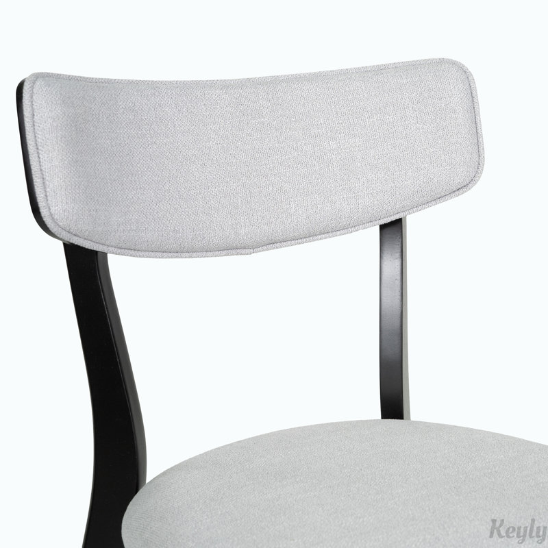 Putnam Upholstered Dining Chairs with Curved Back & Rubberwood Legs , Light Gray/Black, 2