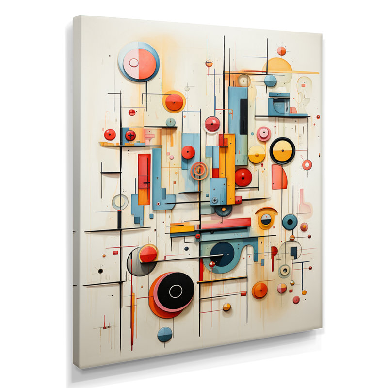 Art géométrique rétro Mid Century, H 32 po x l 16 po x P 1 po, Toile tendue