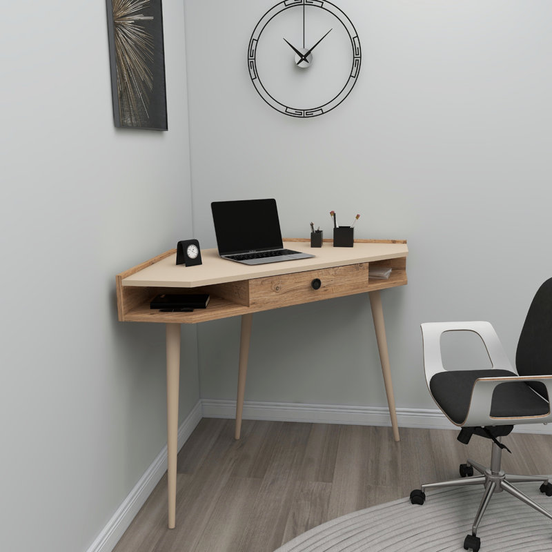 Yair Modular Solid Wood Computer Desk, Light Brown