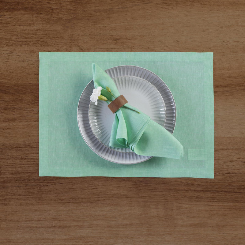 100% Pure Linen Dinner Napkins - Athena, Chambray Aqua