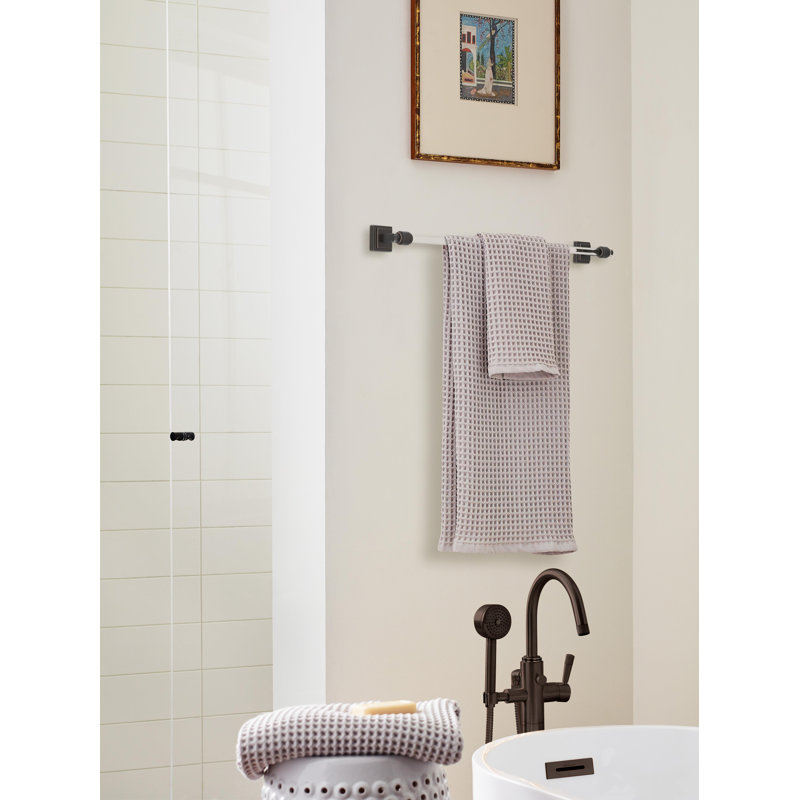 Glacio 26.25" Wall Mounted Towel Bar, Clear/Oil-Rubbed Bronze, 0.63" H x 26.25" L x 3.06" D