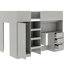 Lit mezzanine double en gris avec garde-robe intégrée, bureau et rangement - Bureau pratique en bois, tablettes et tiroirs