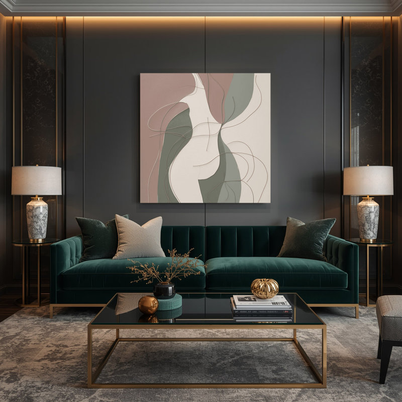 Abstrait art figuratif beige sur toile 63, H 12 po x l 12 po