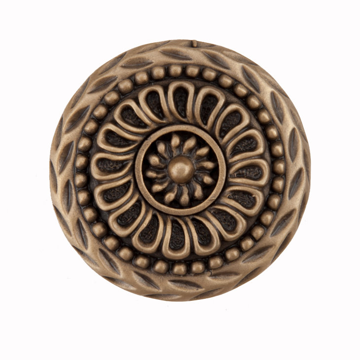 Museum Gold Round Lace Circle Cabinet Knob with Mounting Hardware