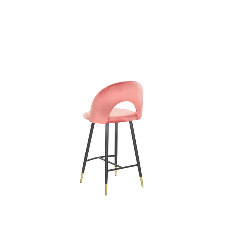 Aubin Upholstered Counter Stool with Metal Frame, Pink
