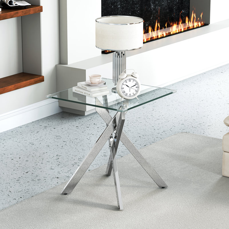 Table de bout Brazeal 22,08 po, Argent argent