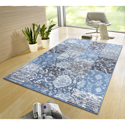 Designer Grey/Sky Blue Rug