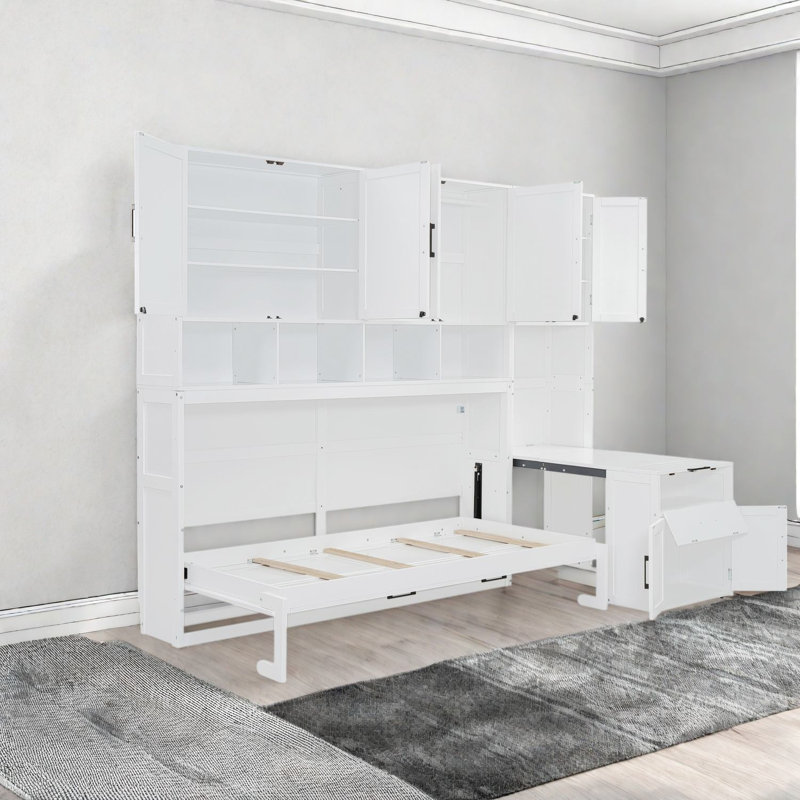 Lit escamotable moderne en MDF blanc pour la maison