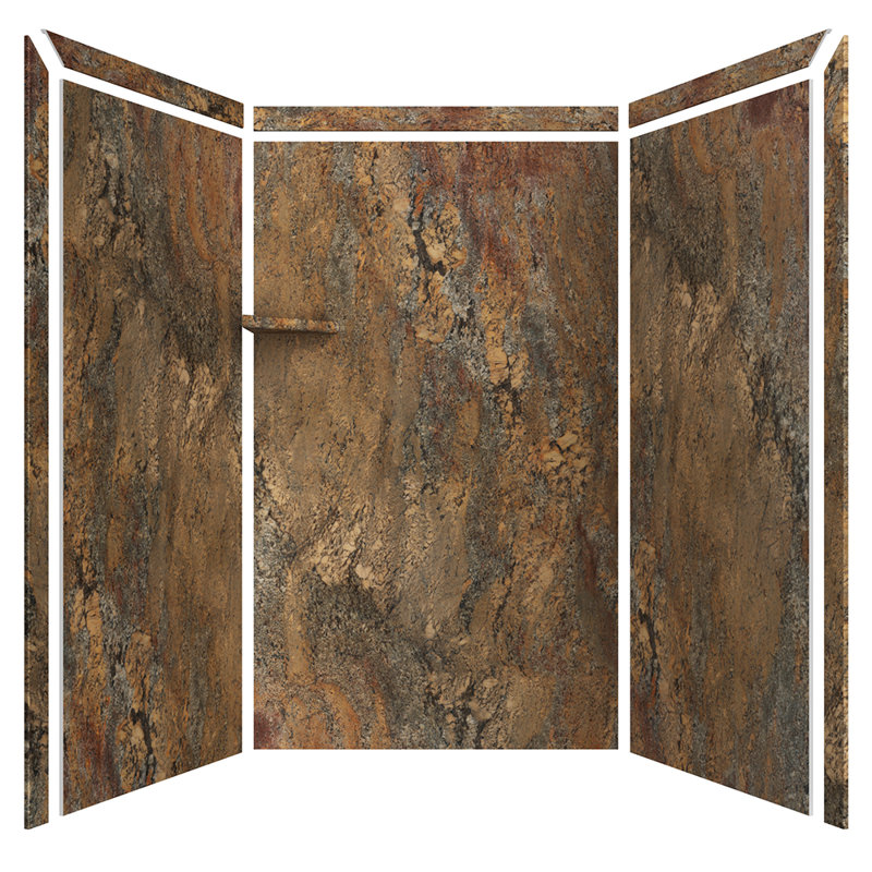 Bordure de douche en alcôve Crema Bordeaux à 3 panneaux l 48 po x P 36 po x H 80 po FlexStone Elegance, Crème Bordeaux