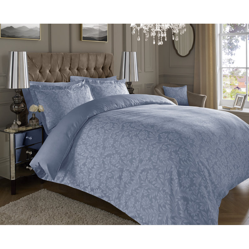 Choute Cotton Blend Floral Duvet Cover Set with Pillowcases Included, Blue, Double Duvet Cover + 2 Standard Pillowcases