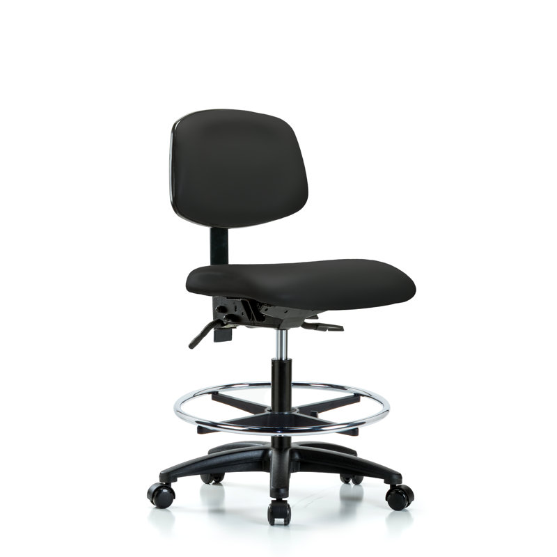 Chaise de dessinateur ergonomique Lucrezia, Noir, Roulettes, Inclus