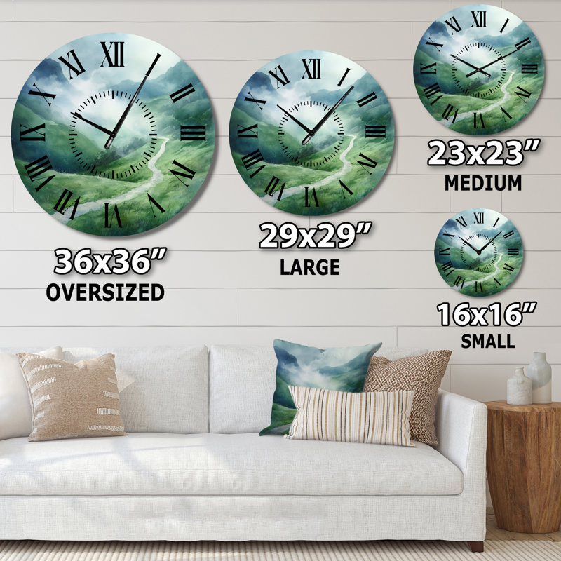 Horloge murale Misty Highland Path, Surdimensionné