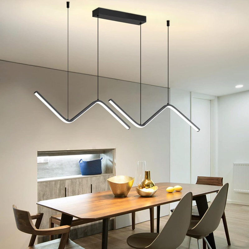 Luminaire suspendu moderne en forme de foudre à DEL avec télécommande 3000K 6500K à température de couleur réglable pour la salle à manger et le salon