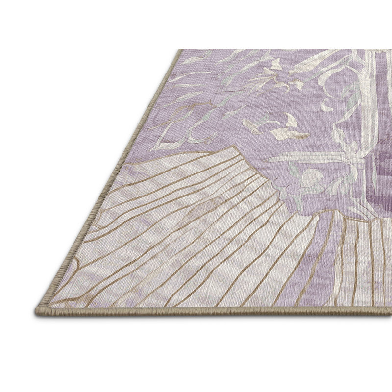 Machine Washable Beige Area Rug, Rectangle 2' x 3'
