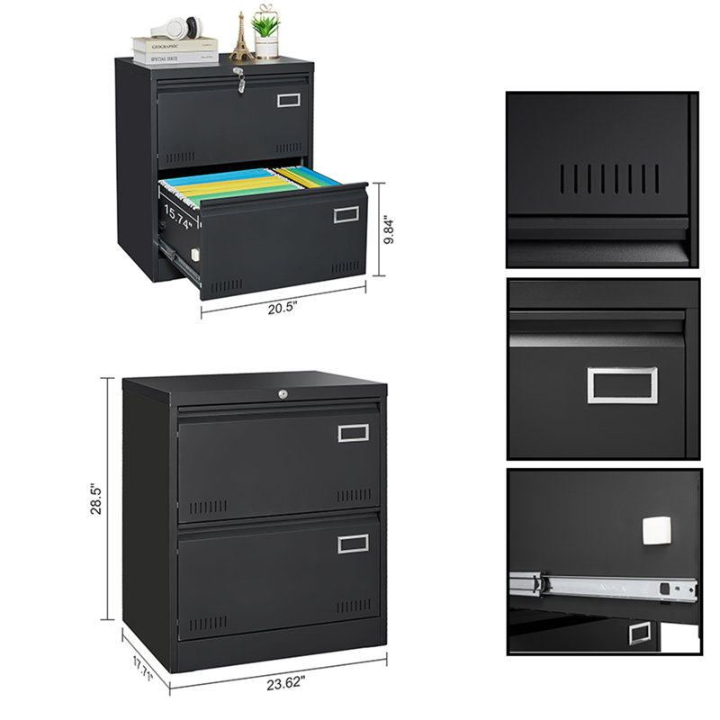 2 Drawer Metal Lateral File Cabinet With Lock