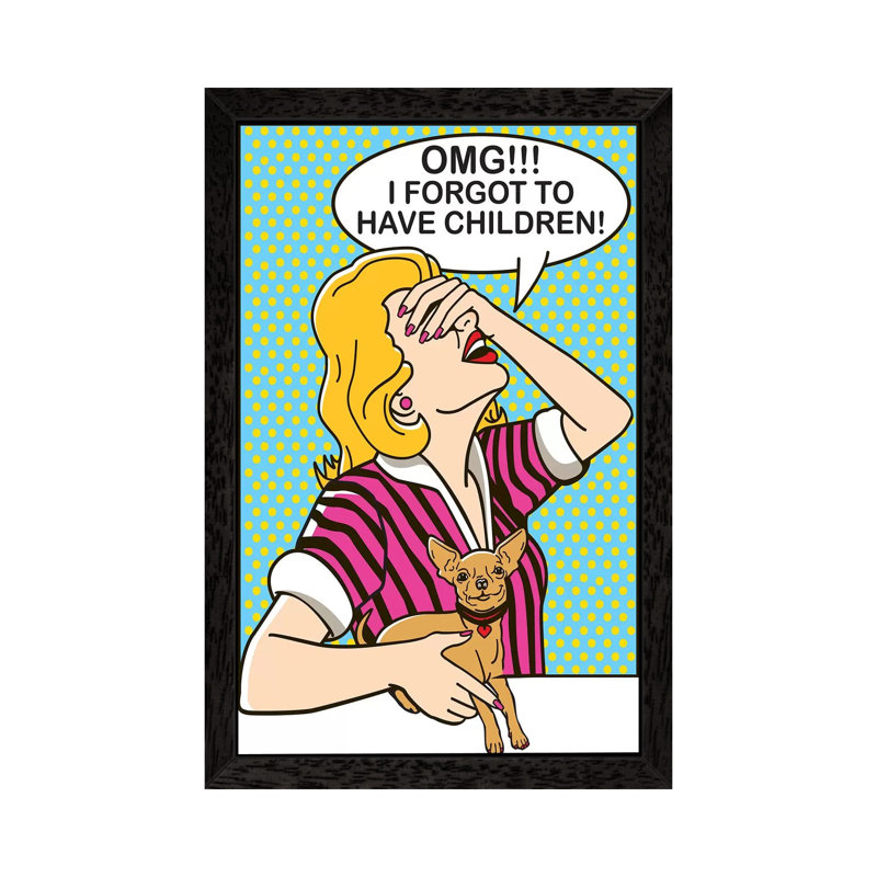 Omg!!! - Print on Canvas, 152.5 cm H x 101.5 cm W, Black Framed