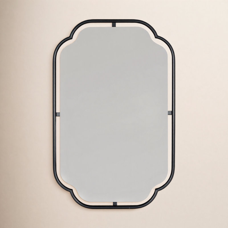 Sebastian Wall Mirorr, Matte Black, 34" H x 22.25" W