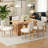 Farmhouse Wood Dining Table Set For 6 With Upholstered Chairs, 60" Rectangular Kitchen & Dining Room Table Set With Cutout Legs