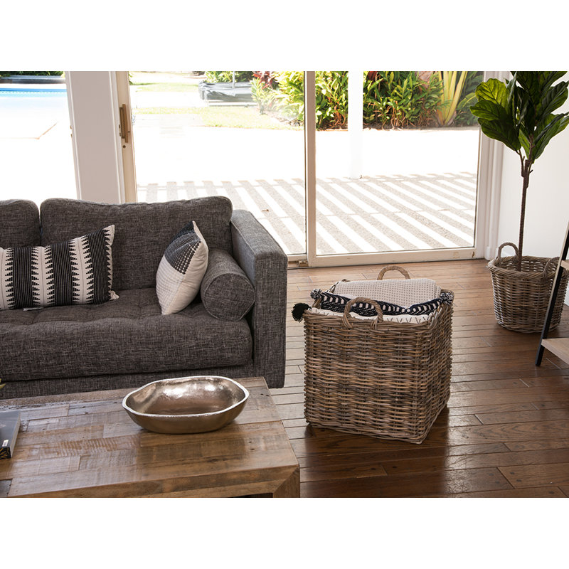 Panier carré en osier Ayriauna, H 22 po x l 20 po x P 20 po