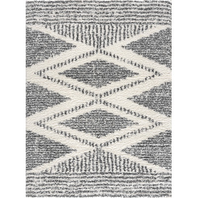 Tapis gris à poils longs Anzio