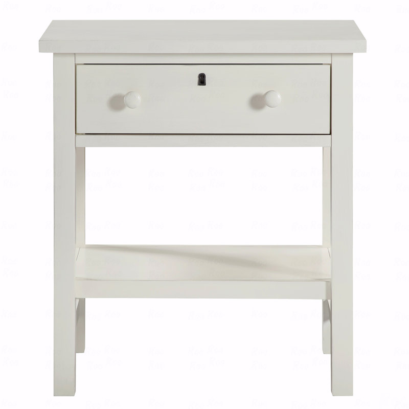 1-Drawer Storage Bedroom Nightstand, White