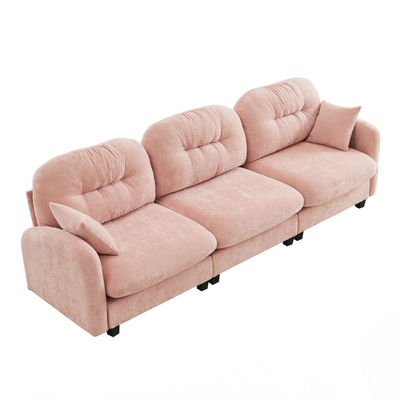 Canapé en L avec repose-pieds, Rose