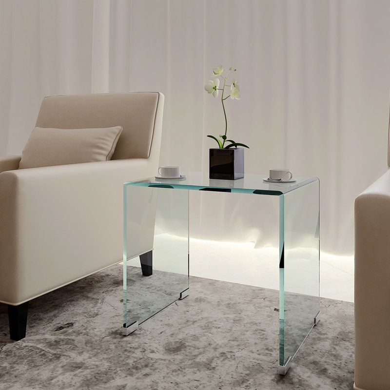 Table basse en verre Linsjour pour le salon, Transparent