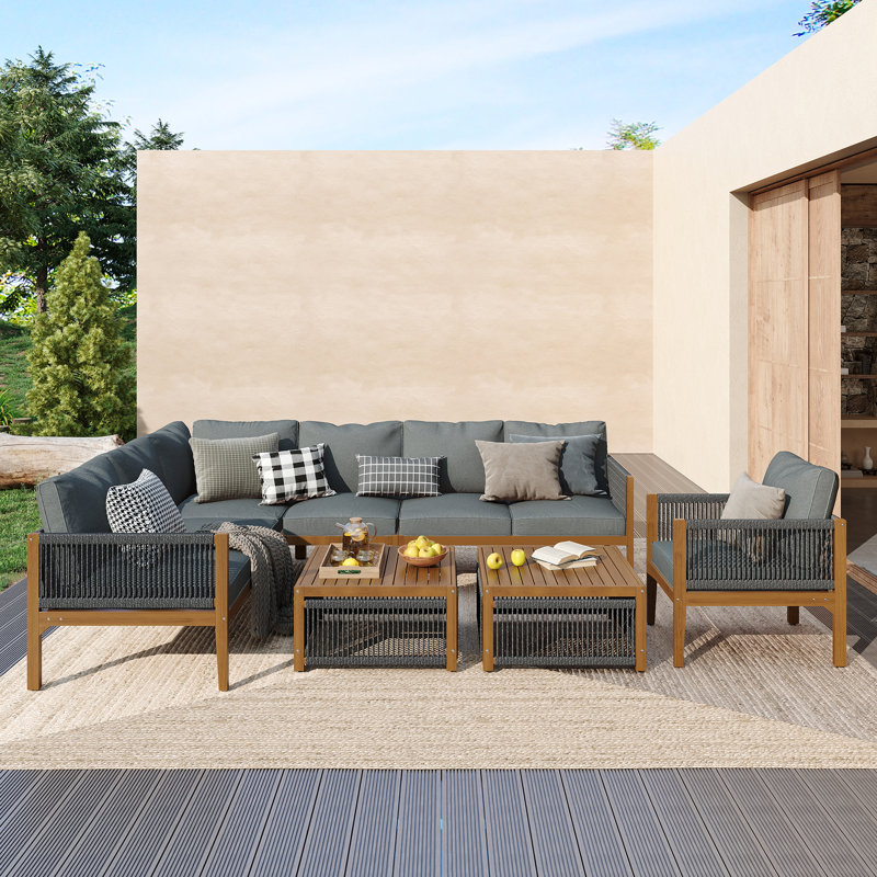 7 - Person Seating Group With Cushions, Grey