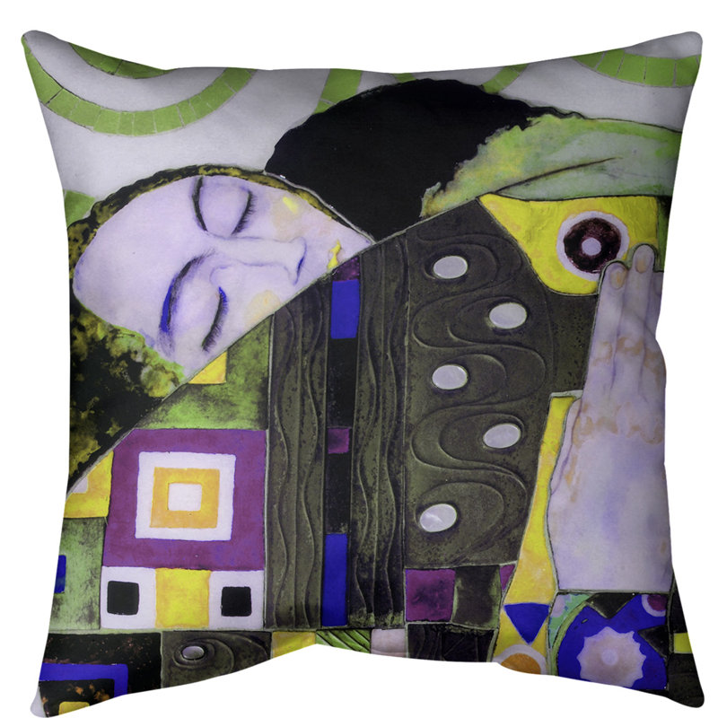 Gustav Klimt Reversible Throw Pillow, 40" x 40", Yellow/Green