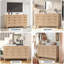9 Drawers Dresser, 54"W Wooden Chest of Drawers with Fluted Wave Pattern, Metal Handles, Modern TV Stand Dresser with Curved Profile for Bedroom, Living Room, Entryway-1229810279
