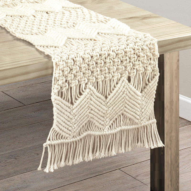  BOHO MACRAME HANDCRAFTED INDOOR/OUTDOOR WASHABLE WATER REPELLENT-TR-NEUTRAL-SINGLE-13X72, Natural