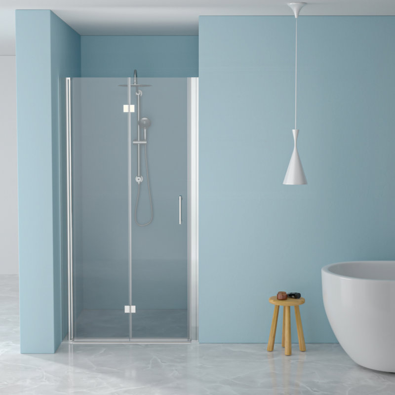 30"W X 72"H Fold Frameless Shower Door With Tempered Glass, Chrome