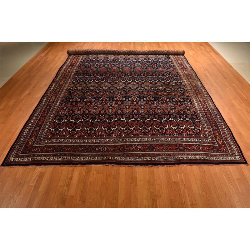 Tapis bleu tissé à la main 12 pi 6 po x 20 pi 1 po Bijar Densley