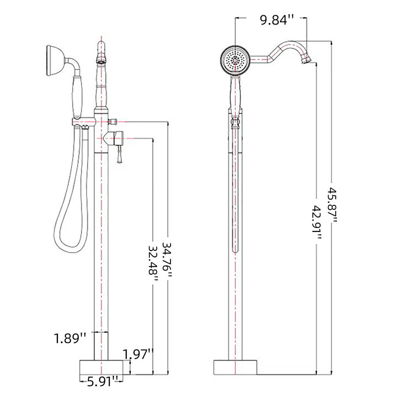 Cisy Floor Mounted Freestanding Tub Filler with Diverter and Handshower, Oil-Rubbed Bronze