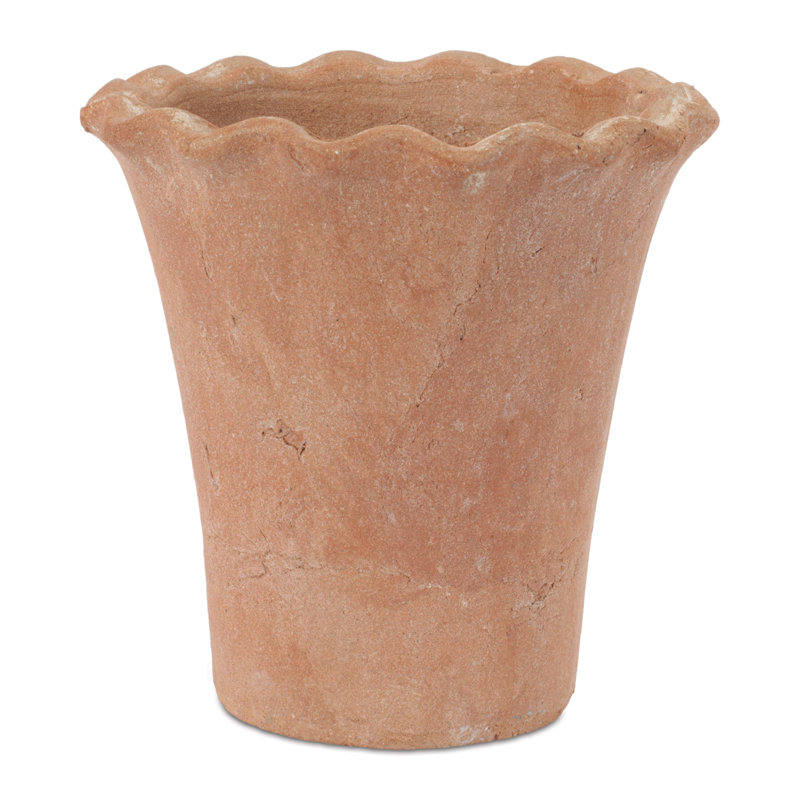 Scalloped Rim Terra Cotta Container
