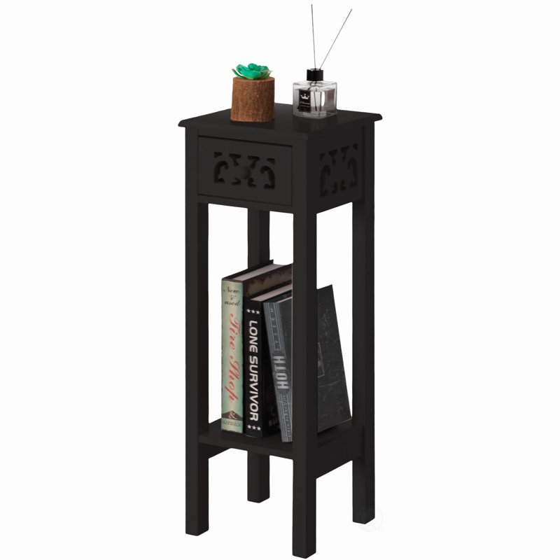 Avellino End Table with Storage, Black