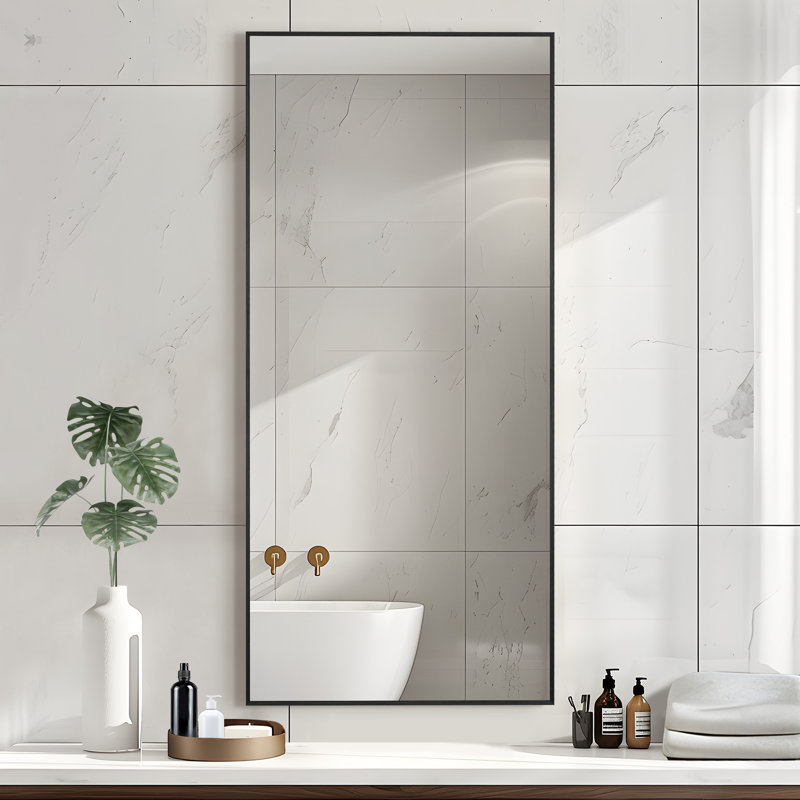 Rectangle Metal Framed Wall Mirror Bathroom Mirror Dresser Mirror, 91×61 cm/120×55 cm, Vertically and Horizontally Hanging