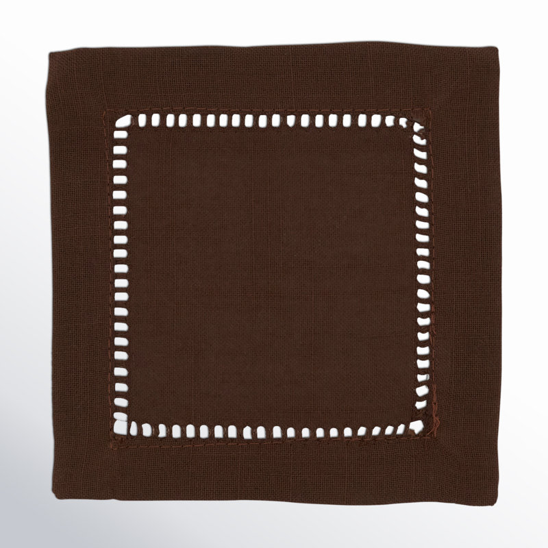 Rowles Hemstitched Border Dinner Napkin, Chocolate, 18" L x 18" W