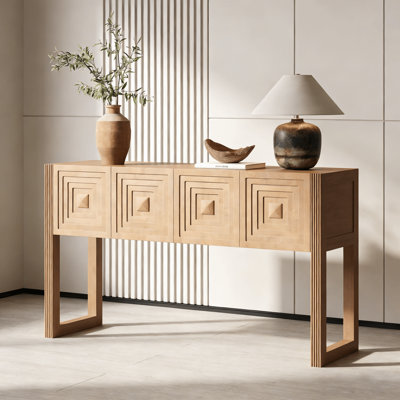 Console moderne à 3 tiroirs avec fermeture à glissière en bois massif Modern