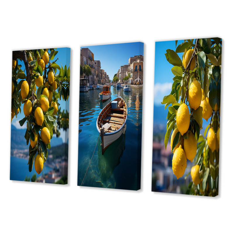 «Italie Sorrento Serenade», 3 pièces, Toile tendue, H 32 po x l 48 po