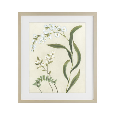 Neutral Snowdrop Stems Framed Print Under Glass, design by June Erica Vess