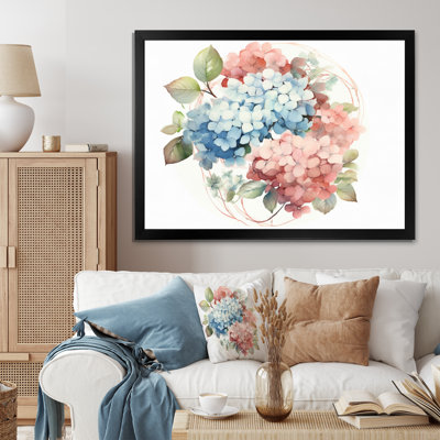 Hortensia rose, vert et fleurs II