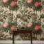 Papier peint floral rétro avec oiseaux
